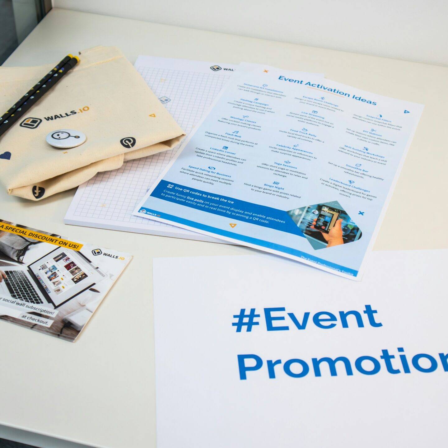Event Promotion sign on desk