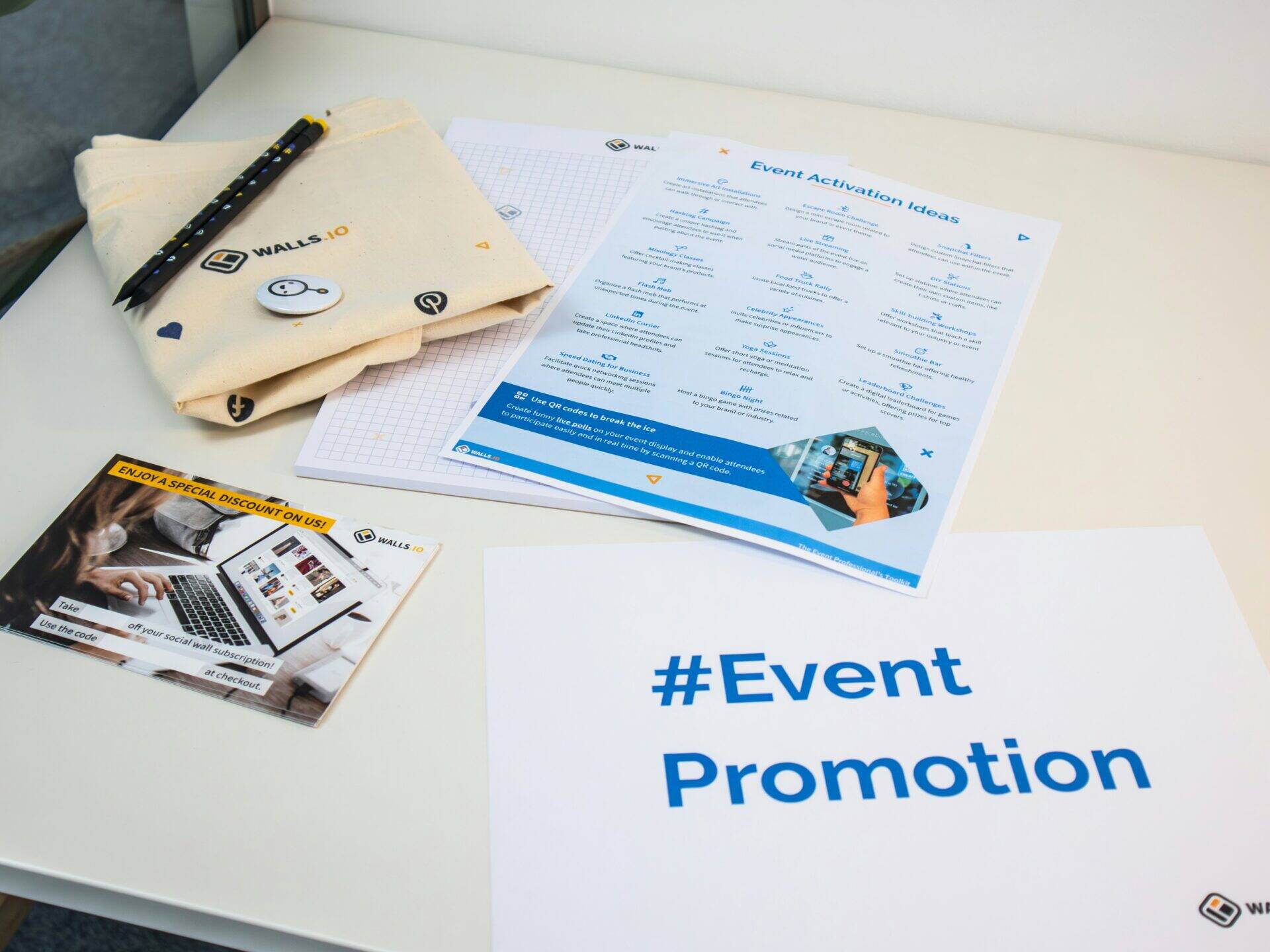 Event Promotion sign on desk