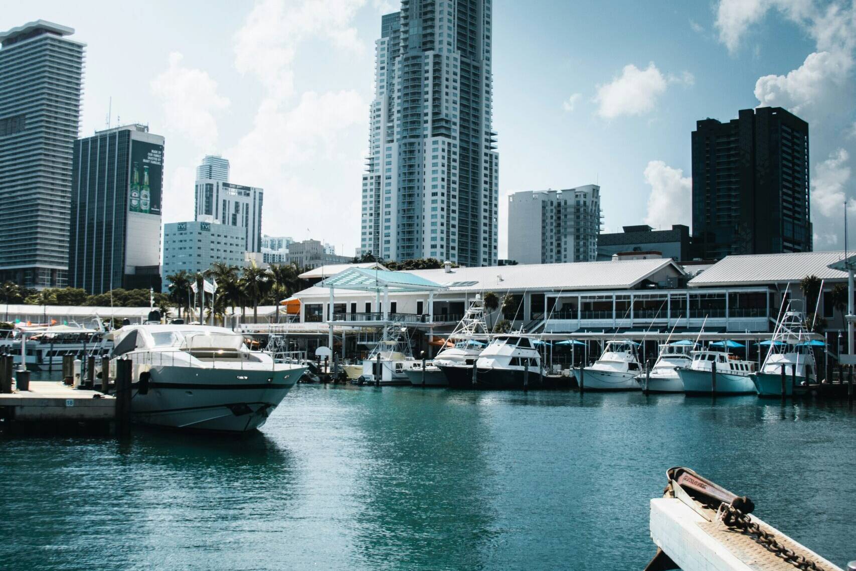 View of miami from a boat on the water