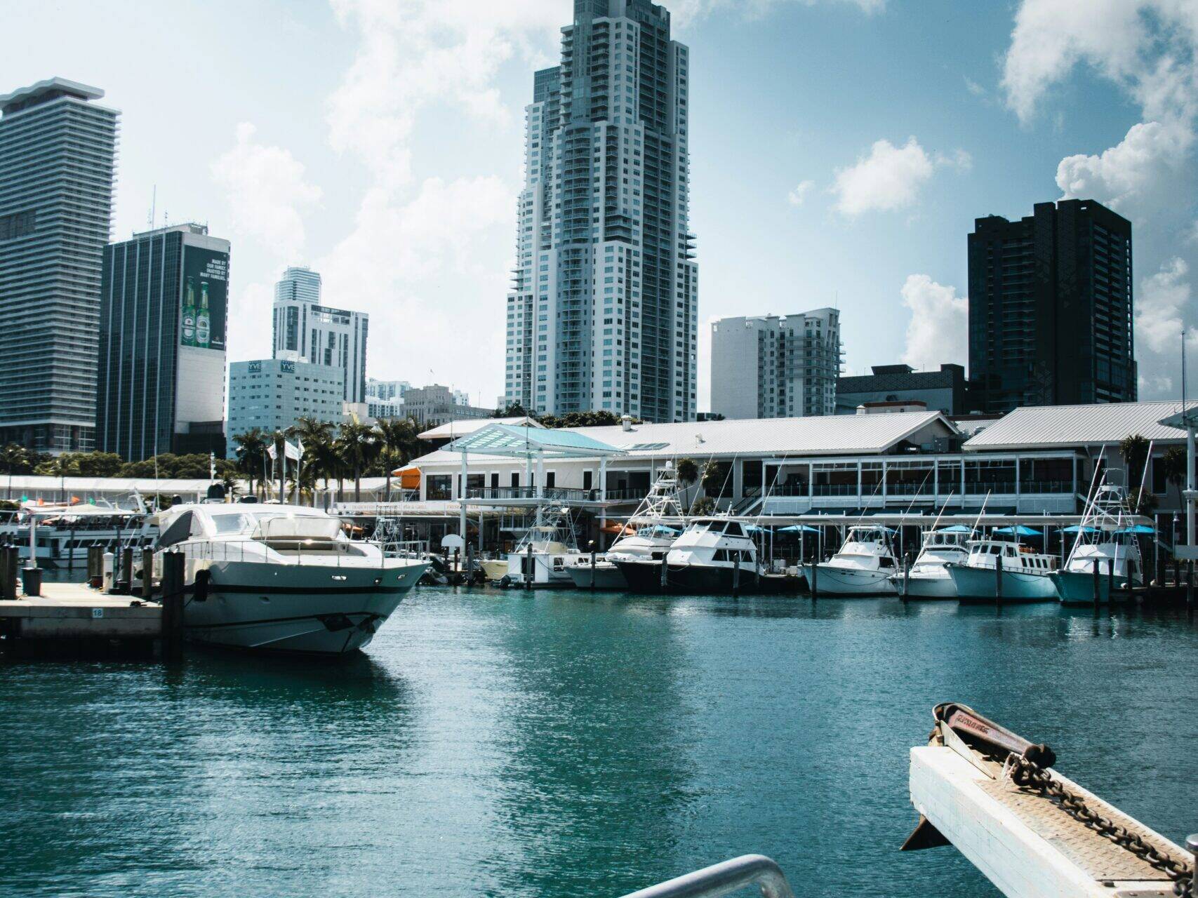 View of miami from a boat on the water