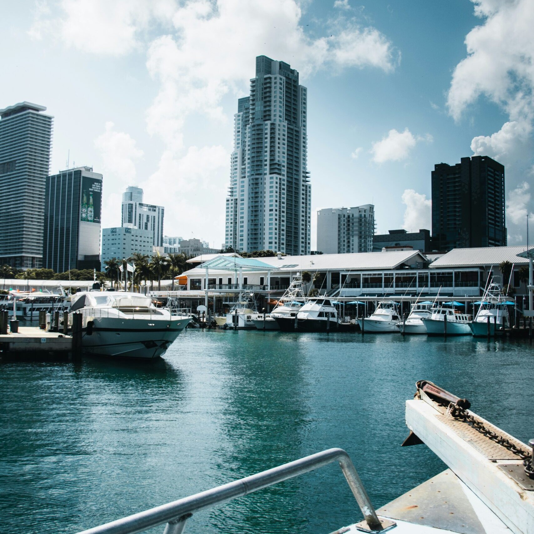 View of miami from a boat on the water