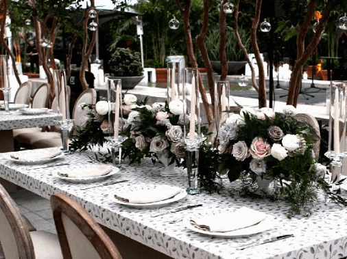 Outdoor seating with flowers