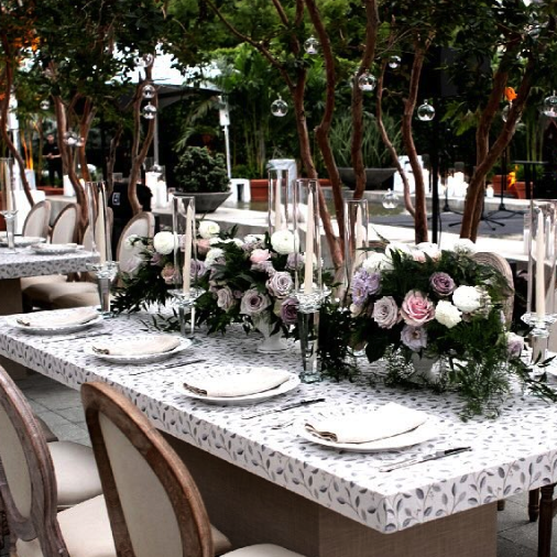 Outdoor seating with flowers