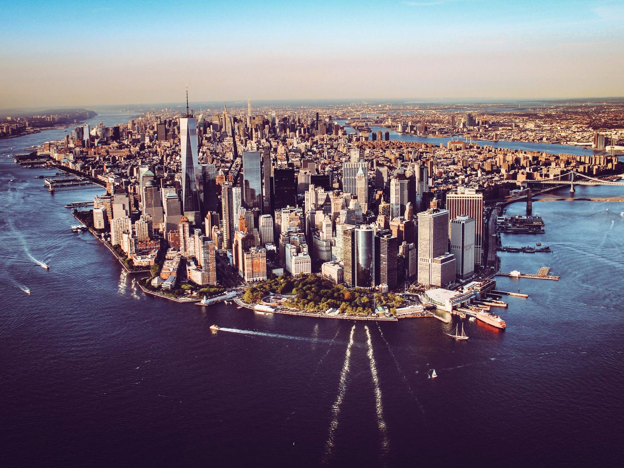 New York City island from a birds-eye view
