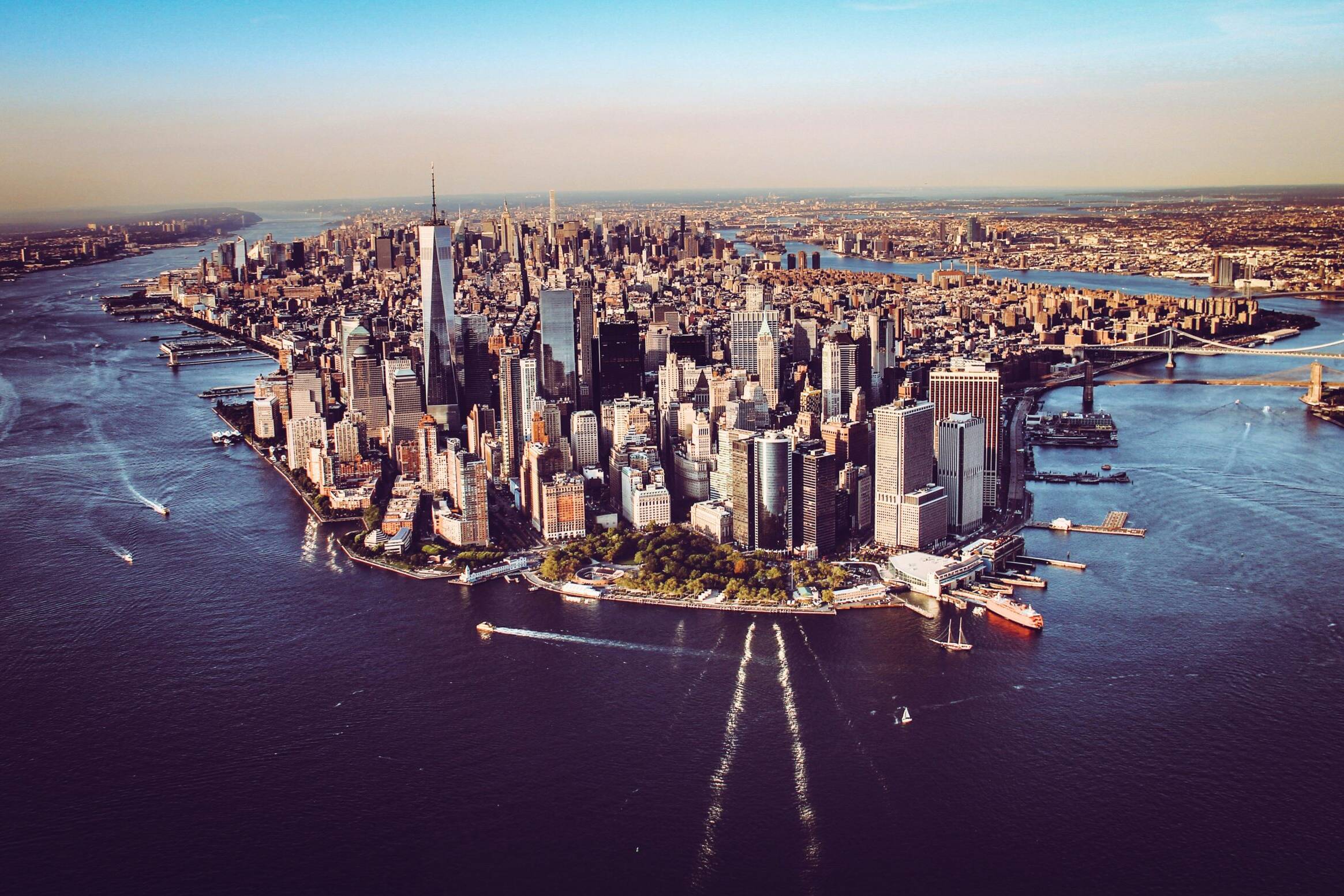 New York City island from a birds-eye view