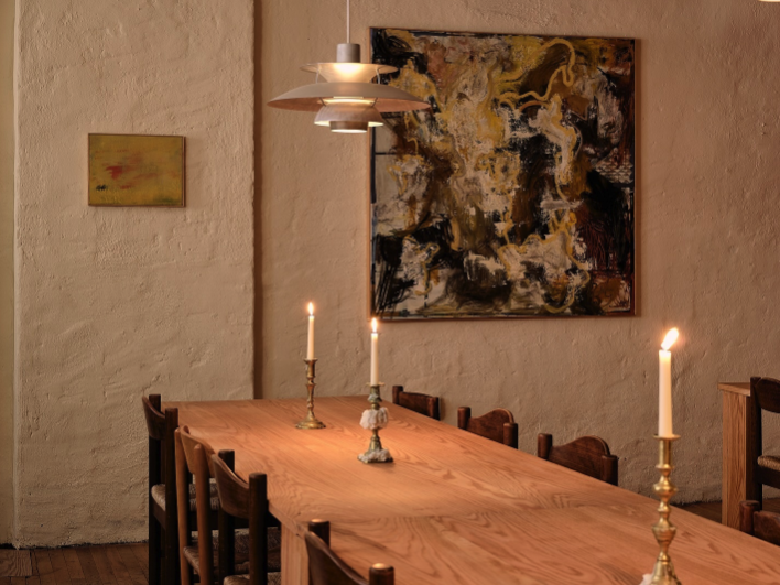 Simple table setup with candles for private dining in NYC