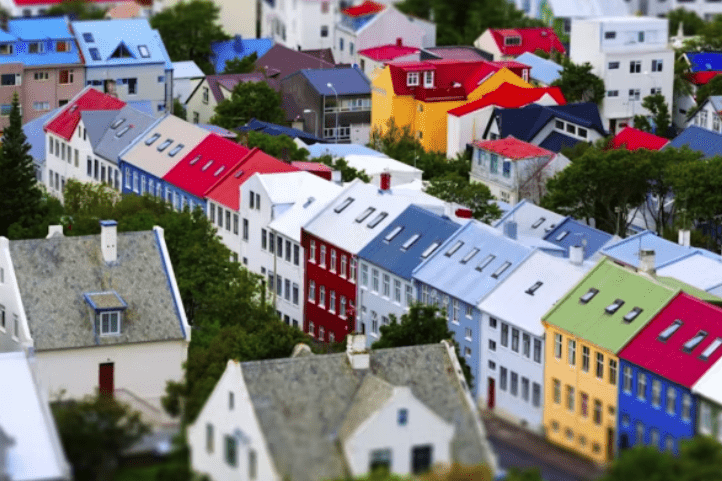 Colorful rooftops in iceland