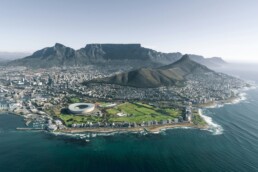 Birds eye view of Cape Town in South Africa